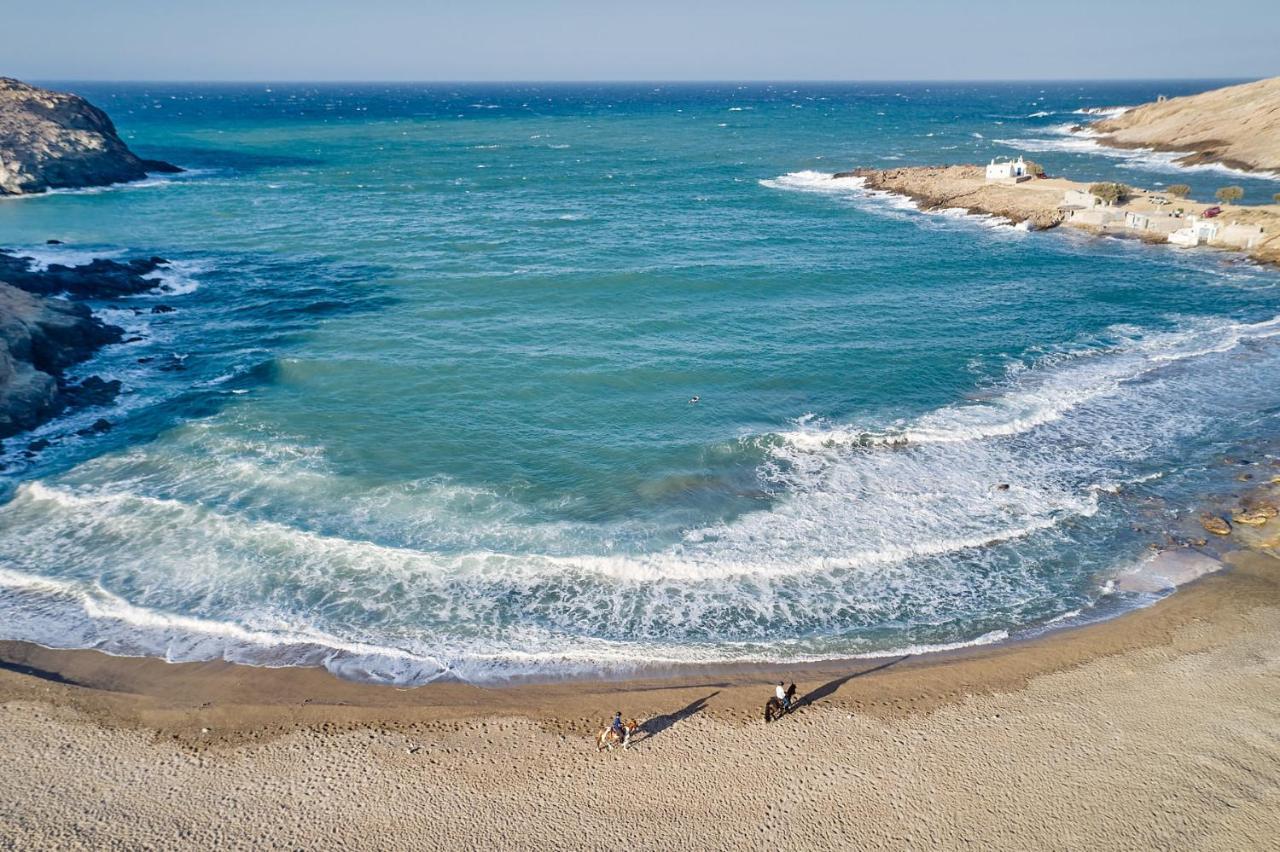 Superior Beachfront Apartment 1 With View To The Aegean Sea Panormos  エクステリア 写真